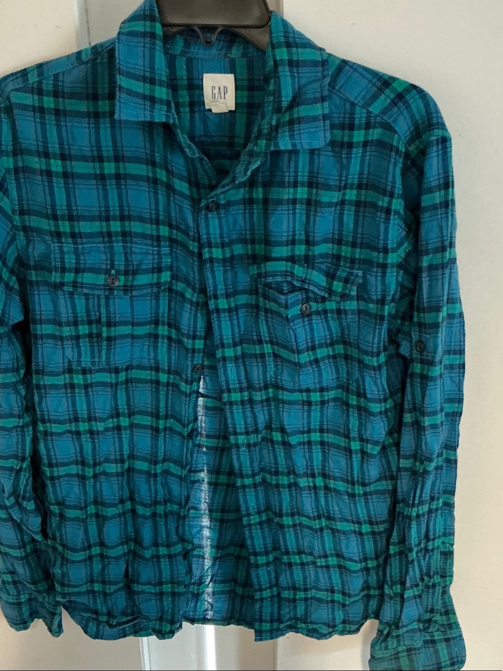 GAP Blue & Black Plaid Flannel Shirt
